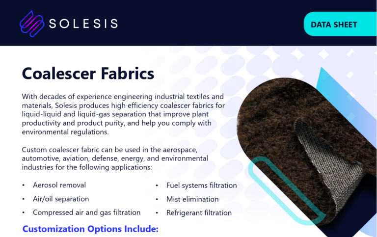Coalescer fabrics technical data sheet