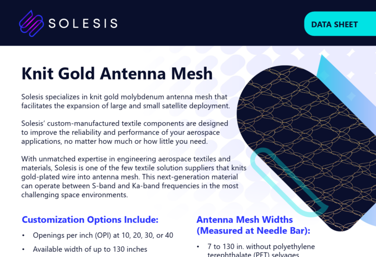 Knitted gold antenna mesh material for aerospace applications